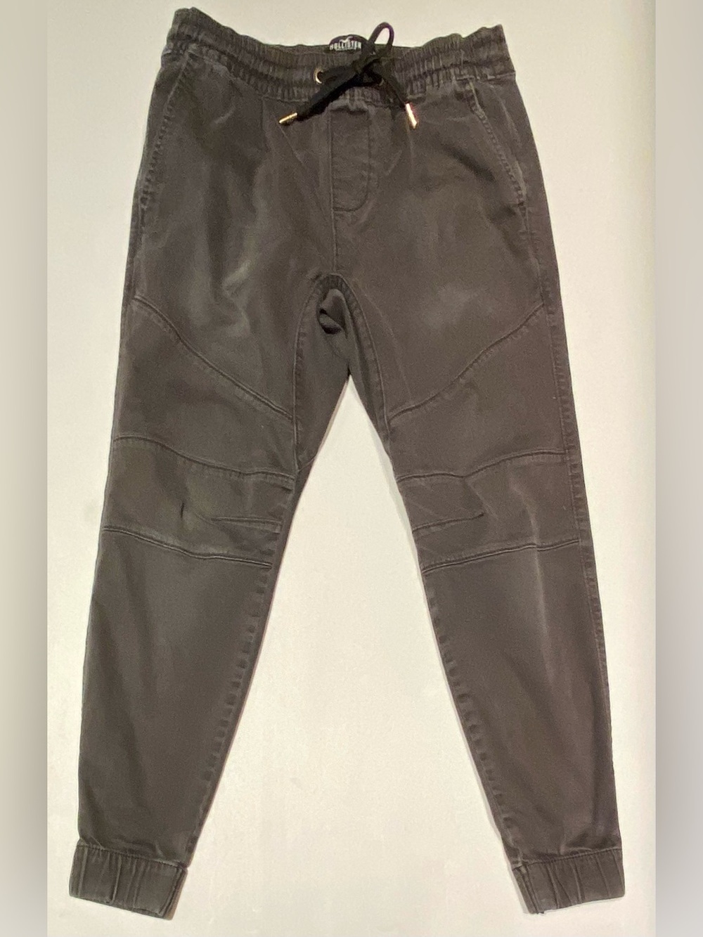 Hollister Black Skinny Moto Jogger Pants with Drawstring, size S